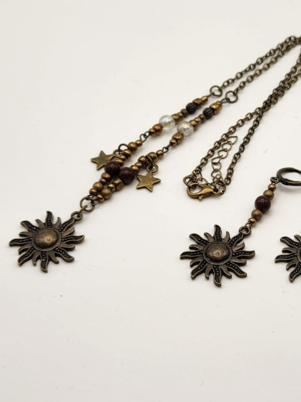 3 for $20 Sun moon stars necklace & earring set old gold hardware NIP